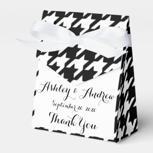 Classic Black and White Houndstooth Pattern Favor Boxes