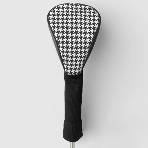 Classic Black and White Houndstooth Pattern Golf Head Cover