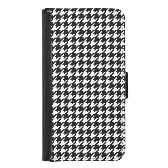 Classic Black and White Houndstooth Pattern Samsung Galaxy Wallet Case (Front)