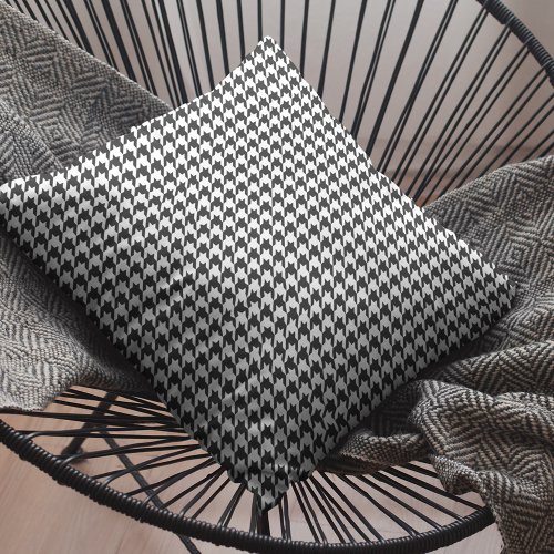 Classic Black and White Houndstooth Pattern Throw Pillow
