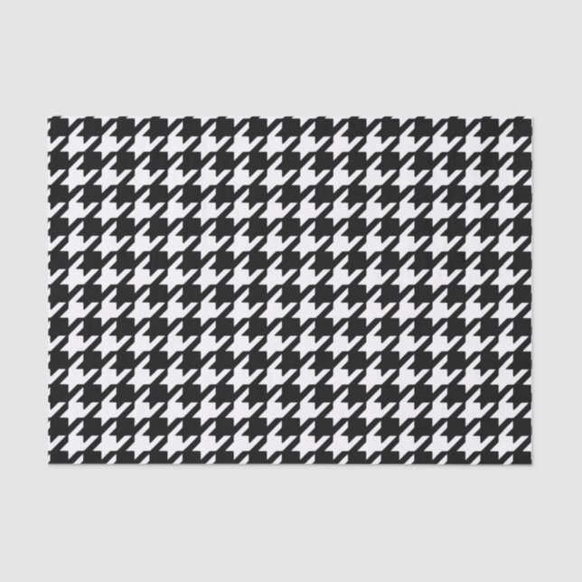 Classic Black and White Houndstooth Pattern Tissue Paper (Front)