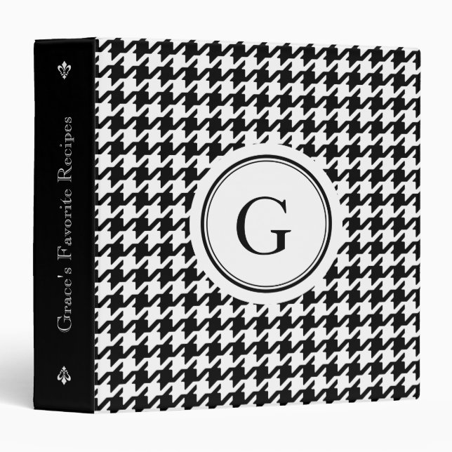 Classic black and white houndstooth with monogram binder (Front/Spine)