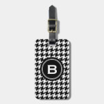 Classic Black And White Houndstooth With Monogram Luggage Tag at Zazzle
