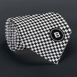 Classic black and white houndstooth with monogram neck tie<br><div class="desc">Chic trendy fashion stylish black and white houndstooth pattern with monogram, the retro preppy style dog tooth check pattern give this design a classic and sophisticated look. Cool gifts for men. Custom the personalized monogram with your own initial, you can also click "customize it!" button under product photo to edit...</div>