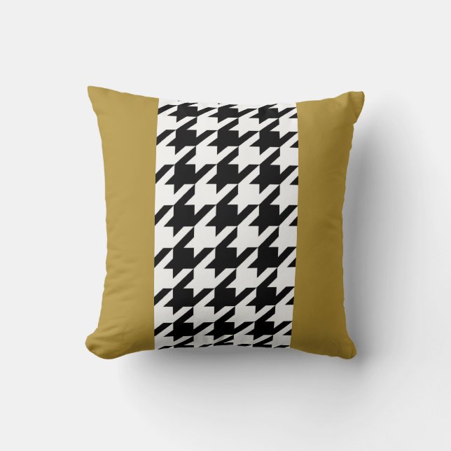 Classic black and white houndstooth with monogram throw pillow (Front)
