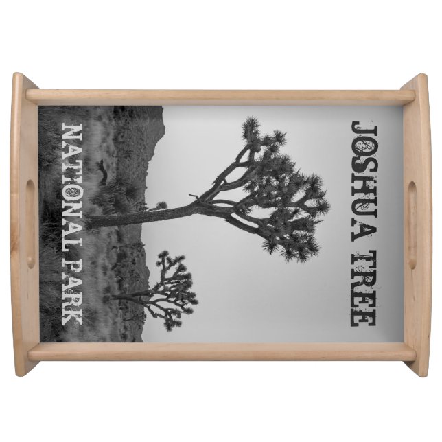 Classic Black and White Joshua Tree Souvenir Serving Tray (Front)