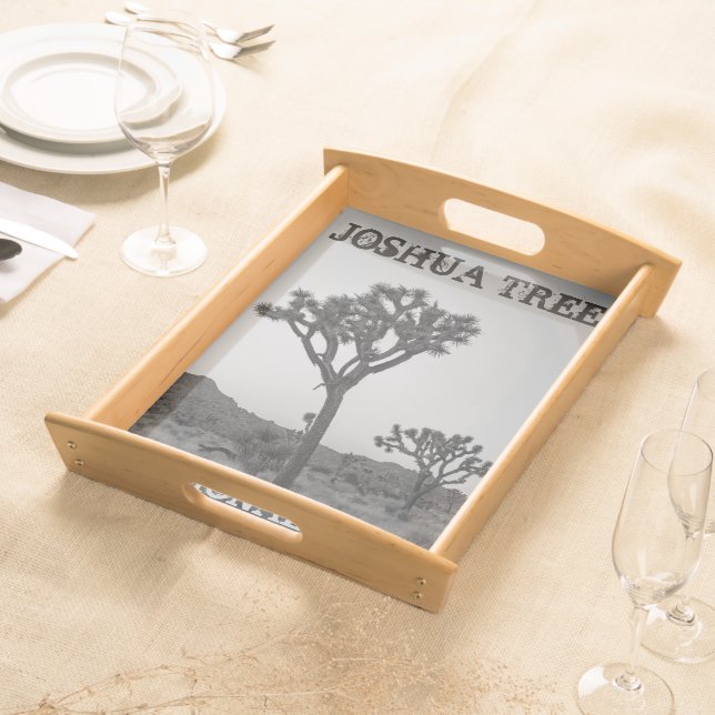 Classic Black and White Joshua Tree Souvenir Serving Tray (Front)