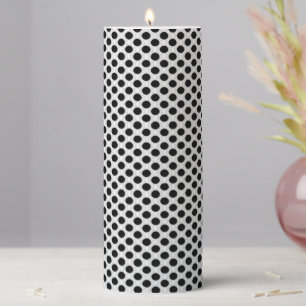 Classic black and white large dots pattern pillar candle