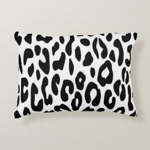 Classic Black and White Leopard Print Accent Pillow