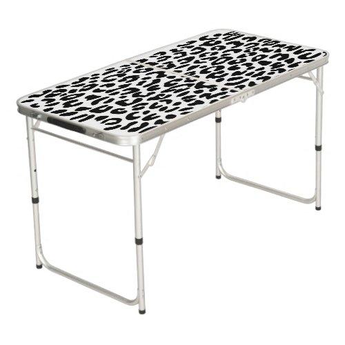 Classic Black and White Leopard Print Beer Pong Table
