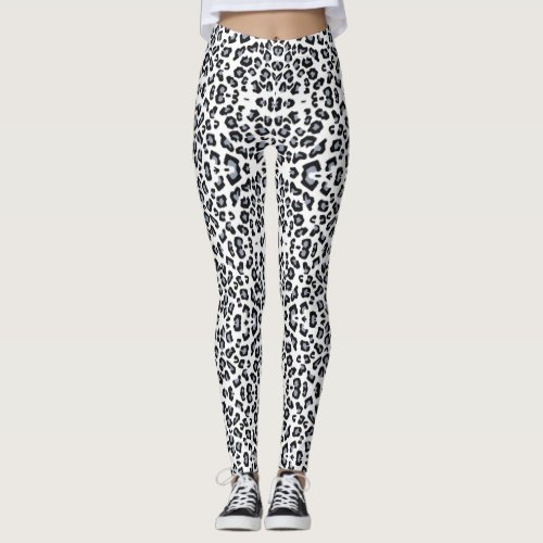 Classic Black and White Leopard Print Leggings