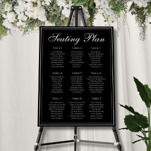 Classic Black and White Luxury Style Seating Plan Foam Board