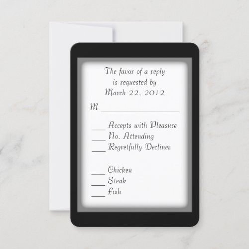 Classic Black and White Menu Choice RSVP