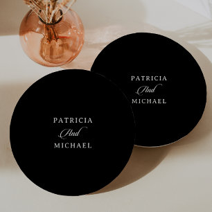 Classic Black and White Minimal Wedding Paper Plates