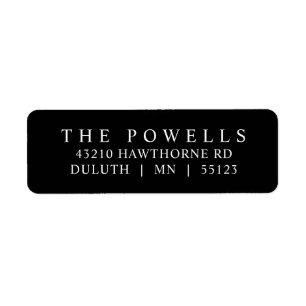 Classic Black and White Minimalist Return Address  Label