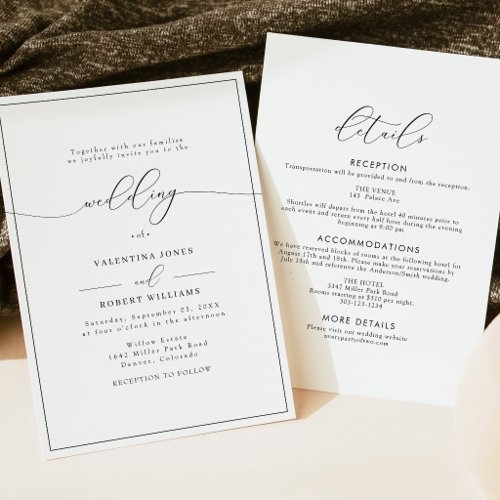 Classic Black and White Minimalist Wedding Invitation