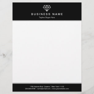 Classic Black and White Modern Diamond Logo Letterhead