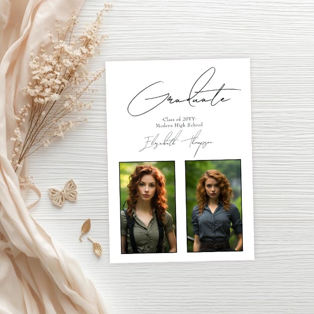 Classic Black and White Modern Graduation Photo Announcement (Classic Black and White Modern Graduation Photo Announcement)