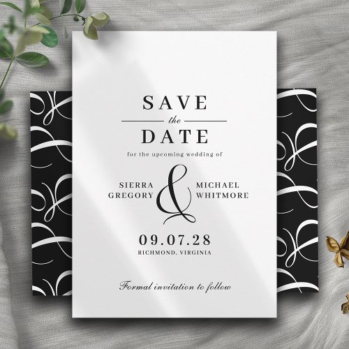 Classic Black and White Modern Vintage Typography Save The Date