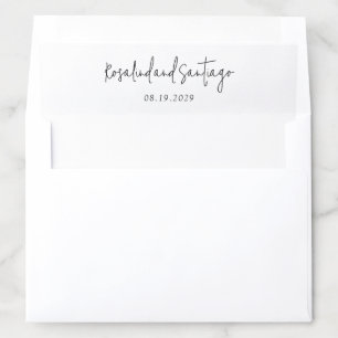Classic Black and White Modern Wedding Envelope Liner