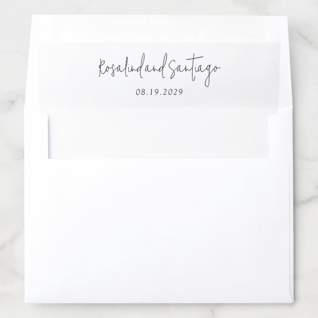 Classic Black and White Modern Wedding Envelope Liner (In Envelope)