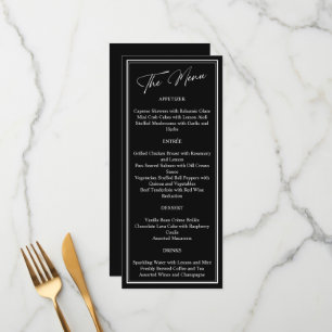 Classic Black and White Modern Wedding Menu