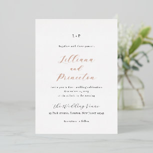 Classic Black and White Monogram Elegant Wedding Foil Invitation