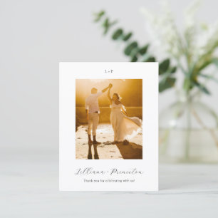 Classic Black and White Monogram Elegant Wedding Thank You Card