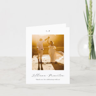 Classic Black and White Monogram Elegant Wedding Thank You Card