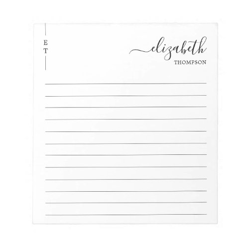 Classic Black and White Monogram Simple Notepad