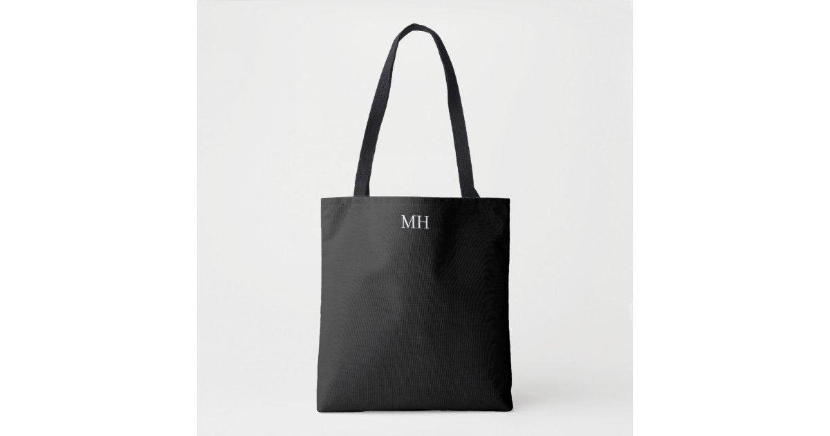  Monogram Bags Classic Black and White Personalized Letter I Tote  Bag : Clothing, Shoes & Jewelry