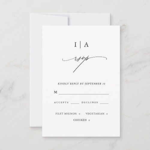 Classic Black and White Monogram Wedding Rsvp