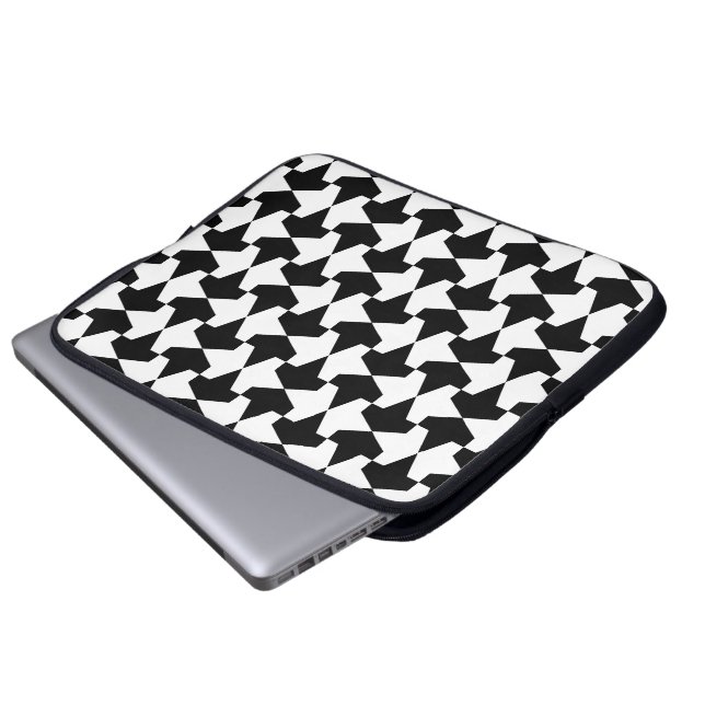 Classic Black and White Muslim Mamluks Pattern Laptop Sleeve (Front Bottom)