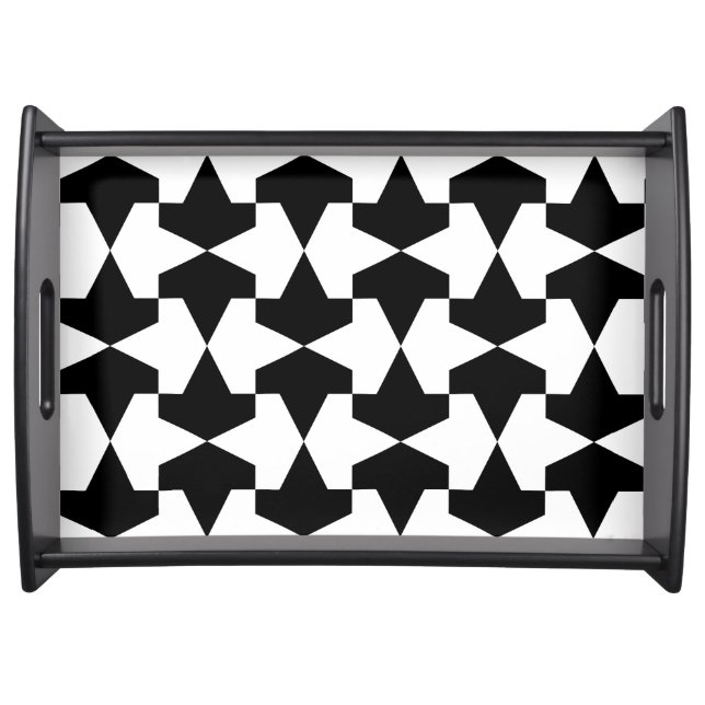 Classic Black and White Muslim Mamluks Pattern Serving Tray (Front)