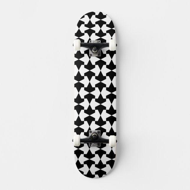 Classic Black and White Muslim Mamluks Pattern Skateboard Deck (Front)