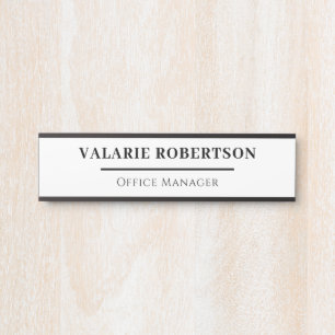 Classic Black and White Office Desk Name Plate