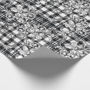 Classic Black and White Ornaments Houndstooth Wrapping Paper