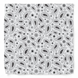 Classic Black and White Paisley Pattern Bandana