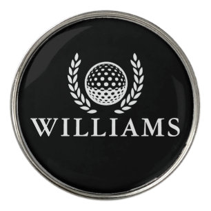Classic Black And White Personalized Name Monogram Golf Ball Marker