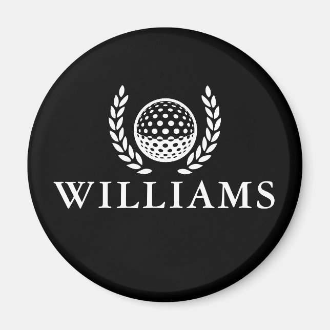 Classic Black And White Personalized Name Monogram Magnet (Front)