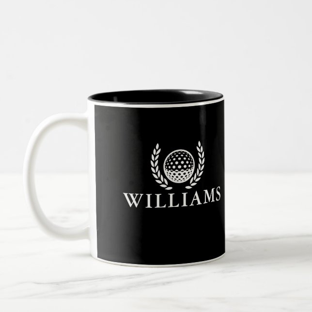 Classic Black And White Personalized Name Monogram Two-Tone Coffee Mug (Left)