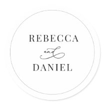 Classic Black and White Personalized Names Wedding Classic Round Sticker