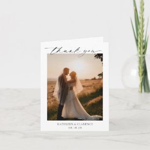 Classic Black and White Photo Elegant Wedding Letterpress Thank You Card