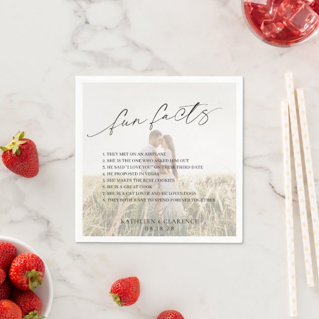 Classic Black and White Photo Elegant Wedding Napkins (Insitu)