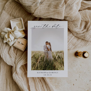 Classic Black and White Photo Elegant Wedding Save The Date