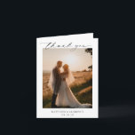 Classic Black and White Photo Elegant Wedding Thank You Card<br><div class="desc">Classic folded wedding thank you card with a simple and minimal black and white design with a combination of traditional serif fonts and an elegant script along with your date in a large format for a modern touch along with your favorite photo. The inside has your personalized message and a...</div>