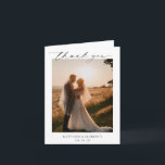 Classic Black and White Photo Elegant Wedding Thank You Card<br><div class="desc">Classic folded wedding thank you card with a simple and minimal black and white design with a combination of traditional serif fonts and an elegant script along with your date in a large format for a modern touch along with your favorite photo. The inside has your personalized message and a...</div>