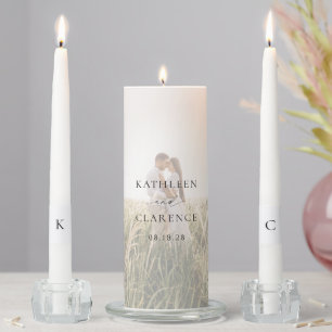 Classic Black and White Photo Elegant Wedding Unity Candle Set