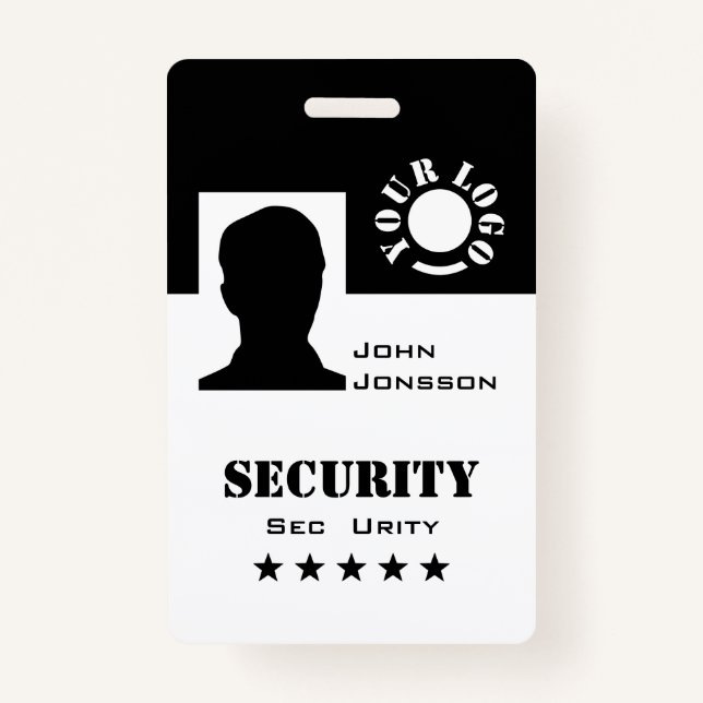 Classic Black and White Photo Logo Code Template  Badge (Front)