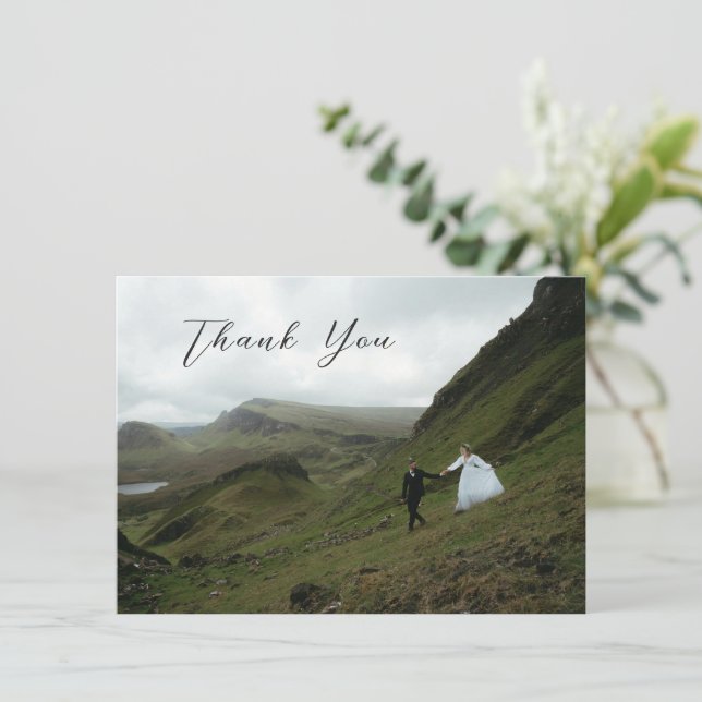 Classic Black and White Photo Timeless Wedding Thank You Card (Standing Front)